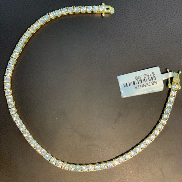 Tennis bracelet 10k gold over 925 silver lay 4mm - Picture 2 of 2